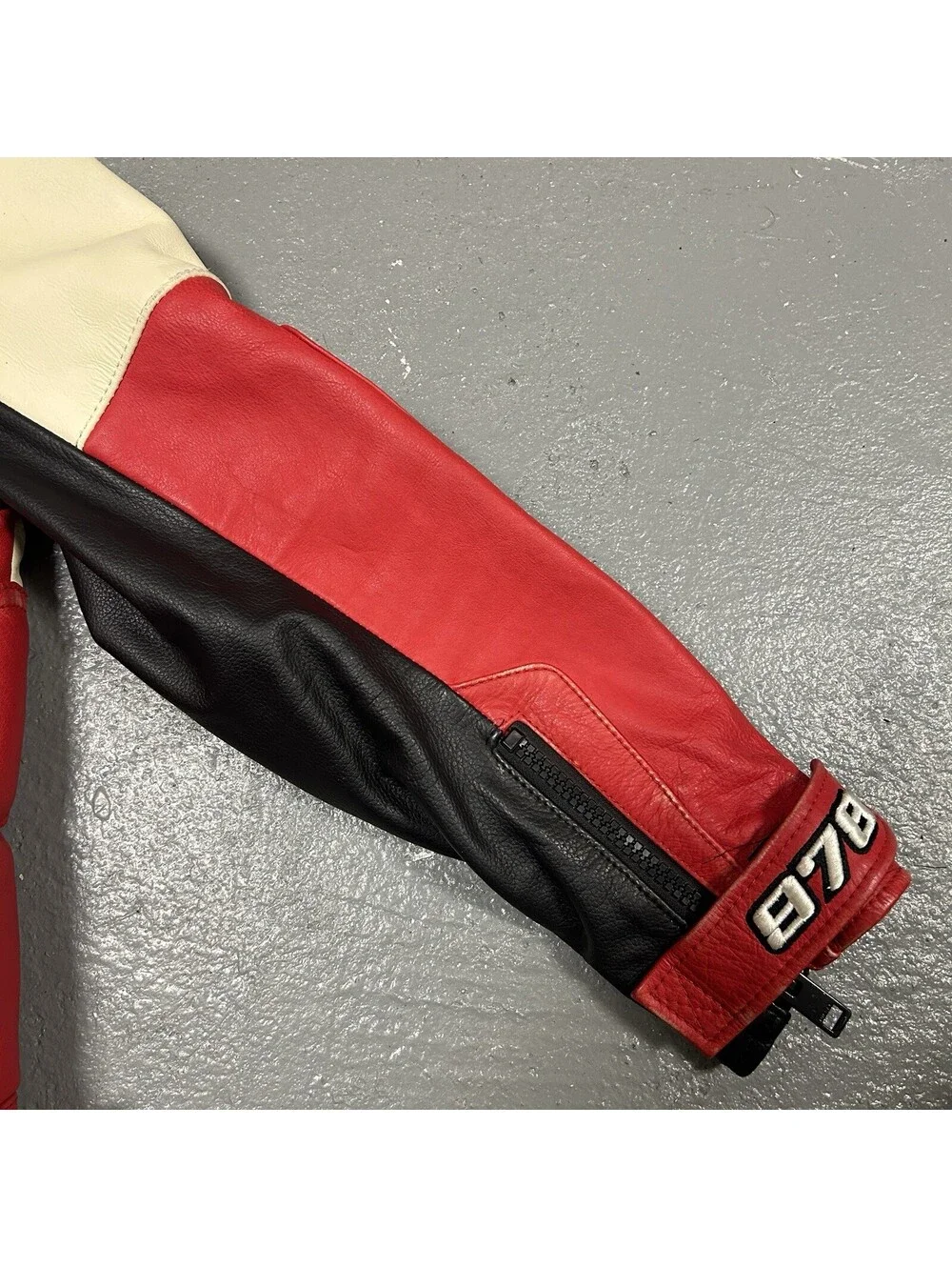 RARE Diesel Cherry Red White Black Leather Biker Jacket Size S